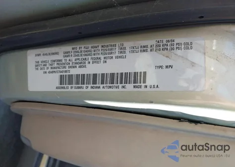 2005 Subaru Outback 2.5Xt Limited from USA, damaged, VIN 4S4BP67C754318572